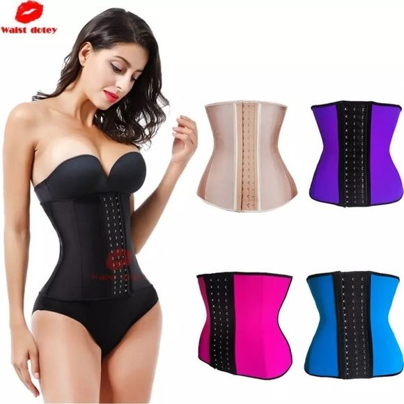 9 BONES GENUINE BLACK LATEX WAIST TRAINER CORSET